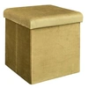 Image de - Pouf coffre de rangement velours côtelé Giullia moutarde
