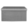 Image de Banc coffre de rangement velours côtelé Giullia gris souris