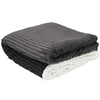 Image de Plaid en flanelle cotelé doublure sherpa 180 x 220 cm gris