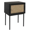 Image de - Chevet en bois 1 porte cannage noir et naturel
