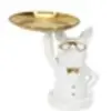 Image de - Vide poche déco bouledogue serveur blanc et doré