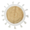 Image de Tapis Rond en Jute "Pompons" 80cm Blanc
