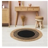 Image de Tapis rond jute coton noir 90cm