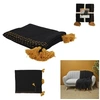 Image de Jeté de canapé noir surpiqué avec pompons 130x150cm