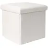 Image de - Pouf coffre pliable en bouclette blanc