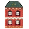 Image de Coffret 4 Bougies Parfumées Maison "Noël" 18cm Rouge