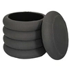 Image de Pouf 2 en 1 en tissu coloré Atome gris foncé