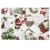 Image de Tissu Noël traineau aspect lin vendu au mètre(...) - Ecru
