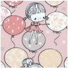 Image de Tissu coton enfant ballon et petite fille vendu au mètre(...) - Rose