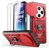 Image de Coque pour Xiaomi Redmi 14C avec 2 Verres Trempés, Coque Rouge Antichoc Rigide avec Protection Caméra -