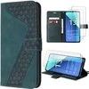 Image de Coque pour Xiaomi Redmi Note 13 4G (pas pour 5G) avec 2 Verres Trempés, Synthécuir avec Fentes pour Carte - Vert Nuit -