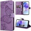 Image de Coque pour Samsung Galaxy A05s (pas pour A05), Antichoc en Simili Cuir avec Poche à Cartes et Béquille, Motif Papillon, Violet -
