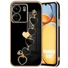 Image de Coque pour Xiaomi Redmi 13C, Noir, Housse Antichoc en TPU Ultra Mince et Main-bracelet Cour, Design à Motif d'Amour Plaqué -