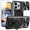 Image de Coque pour Xiaomi Redmi Note 14 5G - avec Cache Objectif - Noir + 2 Verres Trempés -