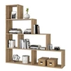 Image de Bibliotheque avec 4 etageres coloris Chene Canadien en melamine - Dim: 145 x 145 x 29 cm --