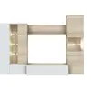 Image de Meuble TV coloris Blanc Brillant / chene Canadien en melamine - Dim : 185 x 260 x 42 cm --