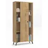 Image de Bibliotheque etagere a 1 porte coulissante coloris chene dore - Hauteur 180 x Longueur 80 x Profondeur 33 cm --