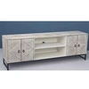 Image de Meuble TV en bois de manguier coloris blanc et métal noir - Longueur 180 x Hauteur 60 x Profondeur 40 cm - -