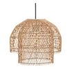 Image de Suspension luminaire en metal noir et rotin coloris naturel - Diametre 38 x hauteur 30 cm --