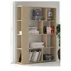 Image de Bibliotheque coloris chene cambrian/effet textile - Longueur 129 x Profondeur 32.8 x Hauteur 174 cm --