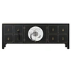 Image de Meuble TV en bois de sapin et MDF coloris noir, blanc - Longueur 130 x Profondeur 26 x hauteur 51 cm --
