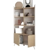 Image de Meuble étagère, bibliothèque murale coloris blanc, chêne - Hauteur 171 x Longueur 80 x profondeur 33 cm - -