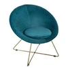 Image de - Fauteuil de salon en velours Evan - Bleu canard - Evan