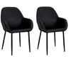 Image de - Lot de 2 Fauteuils de table Giulia effet velours - Noir - Giulia