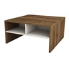Image de - Table basse carrée avec niches de rangement - L.80cm - Blanc et Marron - Otello