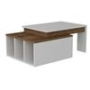 Image de - Table basse sur 2 niveaux avec 3 niches de rangement - Blanc et Marron - Kolarado
