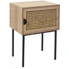 Image de - Table de chevet en cannage 1 porte en Bois et métal - Marron