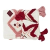 Image de - Jeté de canapé ethnique avec pompons - 130 x 170 cm - Blanc et rose
