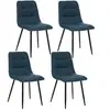 Image de - Lot de 4 chaises Sirac effet velours - Bleu canard - Sirac