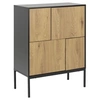 Image de - Buffet 4 portes en MDF et Métal - Noir et Marron - Sireine