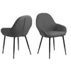 Image de - Lot de 2 Chaises de salle à manger avec accoudoirs - Noir et Gris - Candice
