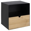 Image de - Table de chevet à suspendre en bambou et métal 1 tiroir - Noir et Beige - Juliette
