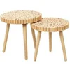 Image de - Duo de tables gigognes en MDF effet rondins de bois - Diam 40 cm x H. 40 cm et Diam. 35 cm x H. 35 cm