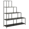 Image de - Bibliothèque en escalier 4 étagères asymétriques en MDF et métal - Noir - Sireine