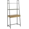 Image de - Bureau en MDF et Métal grand tiroir et 2 étagères - L 77cm x l. 36cm - Beige et Noir - Sireine