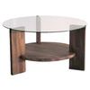 Image de - Table basse ronde en verre et panneaux de particules - Diam. 75cm H. 40cm - Marron