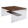 Image de - Table basse carrée 1 étagère en bois de pin et sa structure en verre - Marron