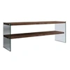 Image de - Meuble TV en bois de pin massif et structure en verre 1 étagère - L.120cm x H.45cm - Marron foncé