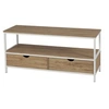 Image de - Meuble TV Casa Blanca en Panneaux de particules et Métal 2 tiroirs - L.120 cm x H.57 cm - Beige et Blanc - Casa Blanca