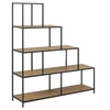 Image de - Bibliothèque escalier sur 4 niveaux en Métal et Mélamine - H.135 cm - Noir et Beige - Sireine