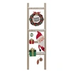Image de - Pancarte échelle Joyeux Noël en bois avec Père Noël et couronne - H 65 cm