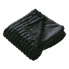 Image de - Plaid SELA imitiation fourrure côtélée et flanelle - 150 x 125 cm - Noir - SELA