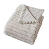 Image de - Plaid SELA imitiation fourrure côtélée et flanelle - 150 x 125 cm - Beige - SELA