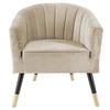 Image de - Fauteuil 1 place en polyester effet velours - Beige - ROYAL