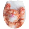 Image de - Abattant WC Chaton - Bois - Blanc et orange - CHATON