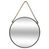Image de - Miroir en métal suspendu avec corde - Diamètre 55 cm - Noir - EDEN
